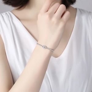 Sterling Silver Cubic Zircon Adjustable Bracelet